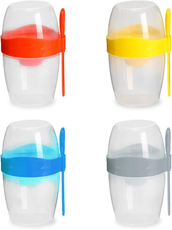 EBVincxmk Juego de tazas de ensalada para viajes, conveniente taza de avena, yogur, nueces, reducida en grasa, verduras, frutas y verduras con tapa y cuchara