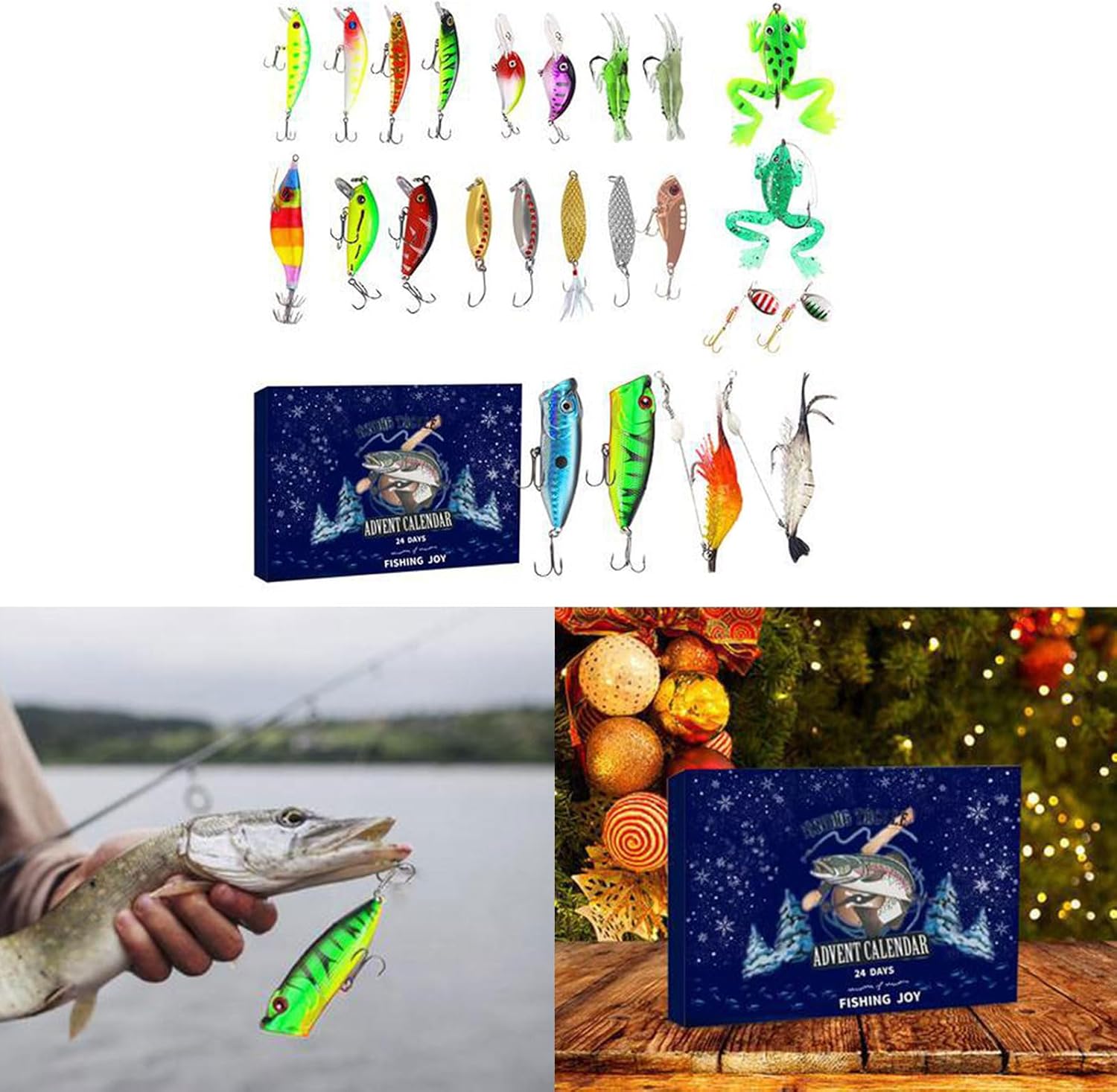Calendario de Adviento navideño 2023-2024 para adultos, equipo de pesca, calendario de Adviento, regalo sorpresa de Navidad para él, sorpresa de Navidad para novio
