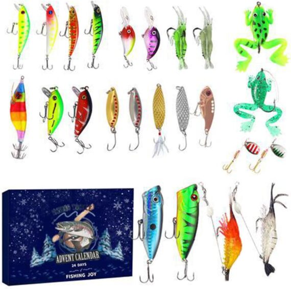 Calendario de Adviento navideño 2023-2024 para adultos, equipo de pesca, calendario de Adviento, regalo sorpresa de Navidad para él, calendario festivo