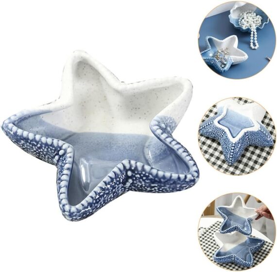 LIFKOME 1 bandeja de almacenamiento de estrella de mar, platos de fiesta de joyería oceánica, cuenco de popurrí, bandejas desechables para alimentos, platos de animales, bandeja de reloj, placa de