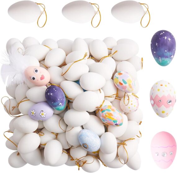 THE TWIDDLERS 100 Huevos de Pascua de Plástico para Pintar, Decorar y Colgar