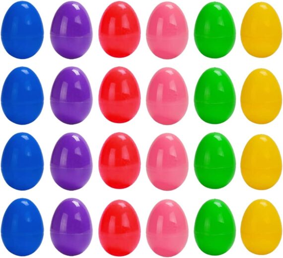 FIBOUND 24 Piezas Huevos de Pascua de Plástico, Huevos Sorpresa Juguetes, Regalos de Pascua Huevo, Relleno de Pascua, Huevos de Plástico Rellenables a Mano Manualidades de Bricolaje