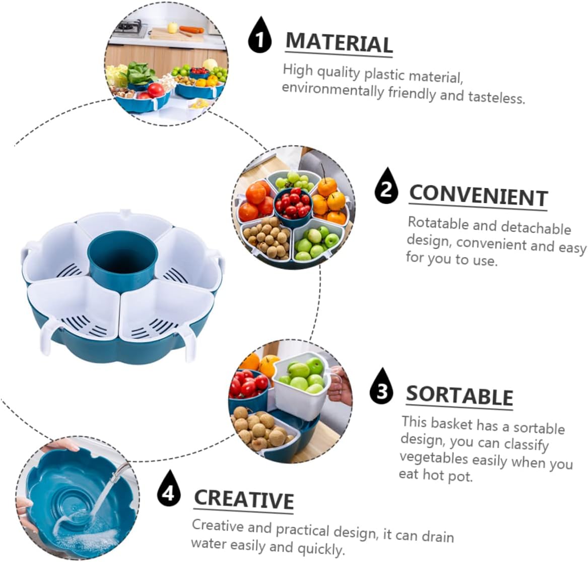 YARNOW Cesta De Drenaje Colador De Doble Capa Tazón De Lavado De Verduras Agua De Arroz Colador De Cesta De Frutas Canasta De Frutas Cesta De Clasificación Familiar