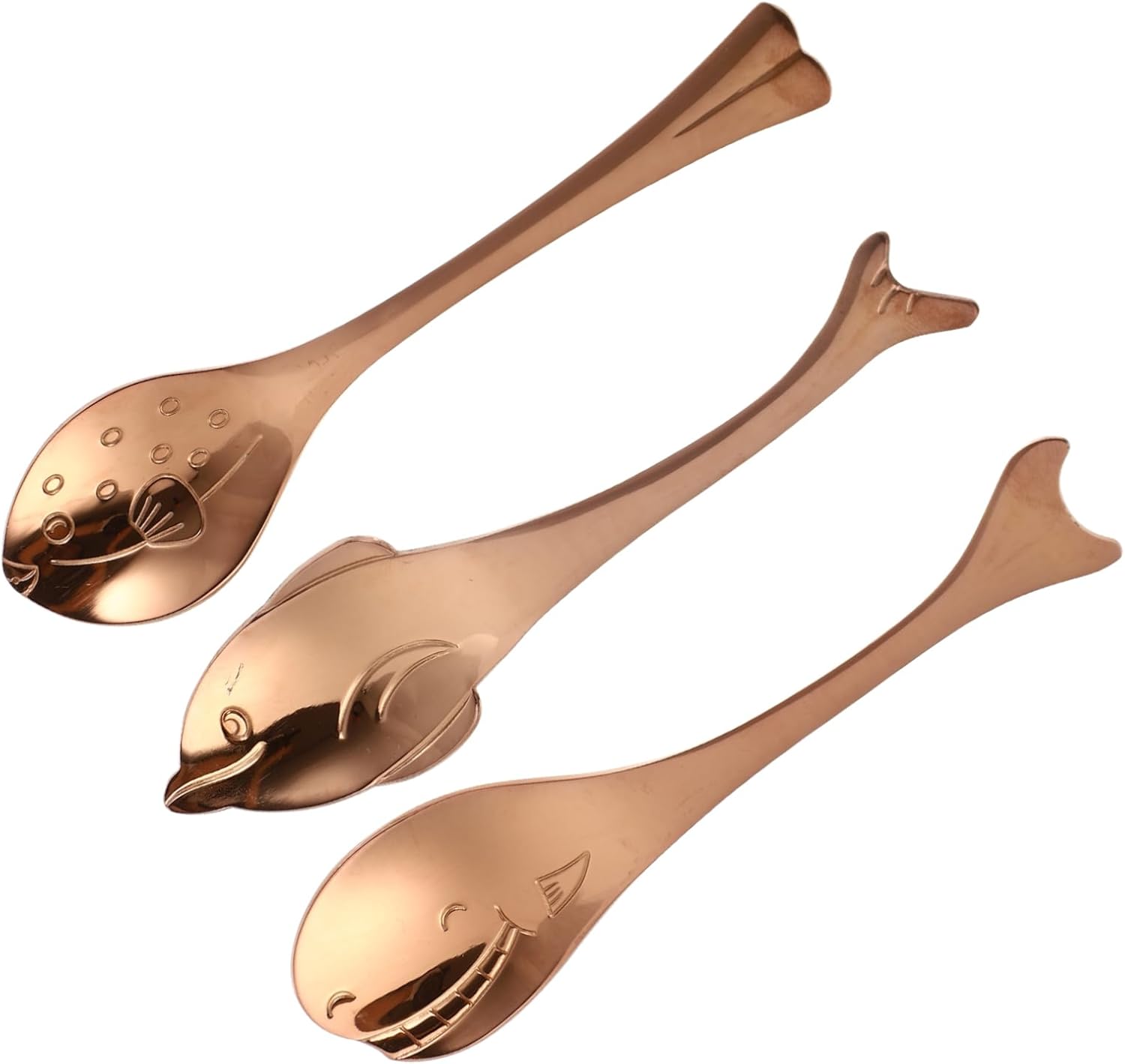 OUNONA 3 Piezas caballito de mar pescado de acero inoxidable ice cream scoop cucharas soperas mezcla de miel cucharas de cocina cubiertos infantiles cucharas de cafe alimento