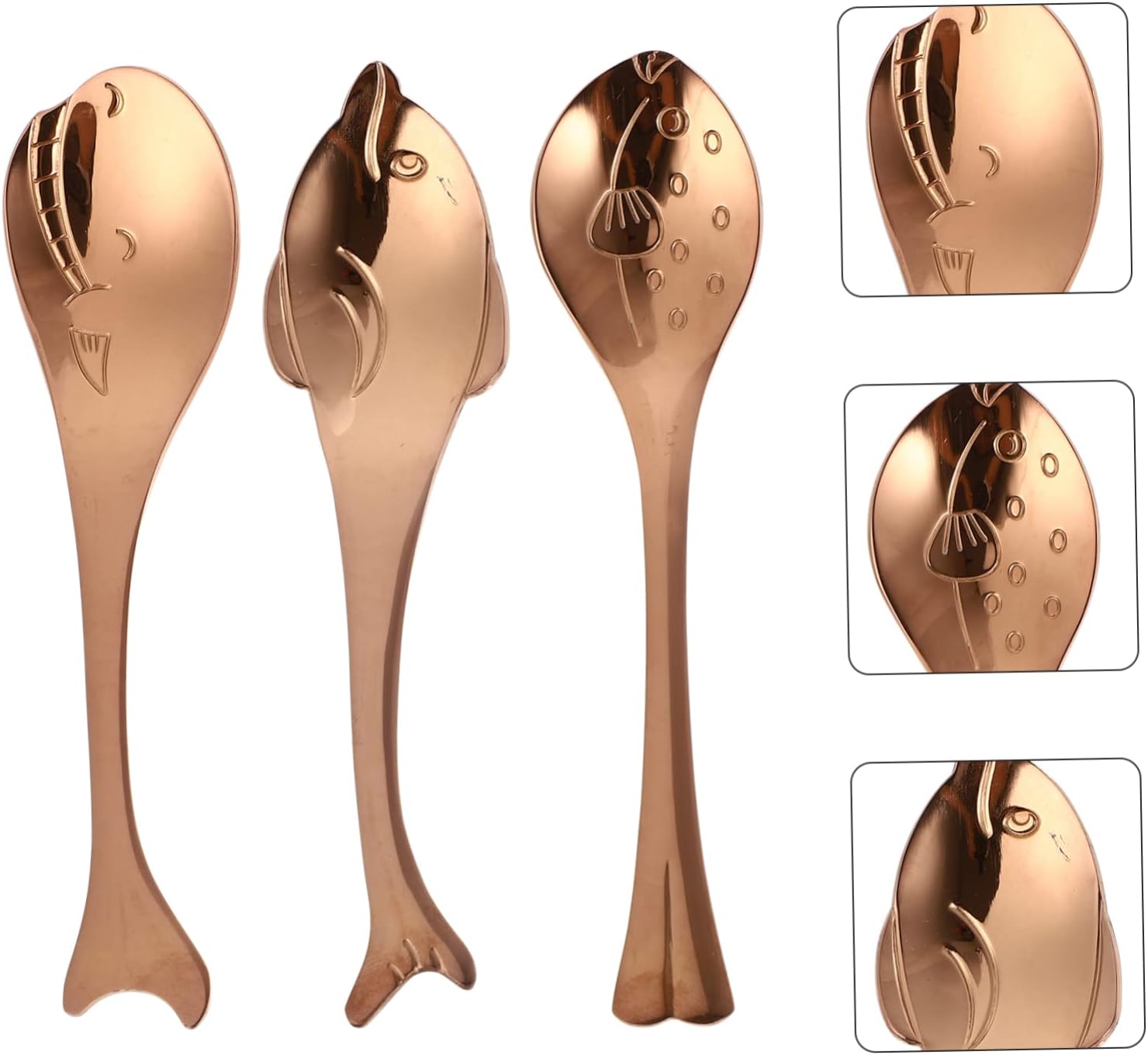 OUNONA 3 Piezas caballito de mar pescado de acero inoxidable ice cream scoop cucharas soperas mezcla de miel cucharas de cocina cubiertos infantiles cucharas de cafe alimento