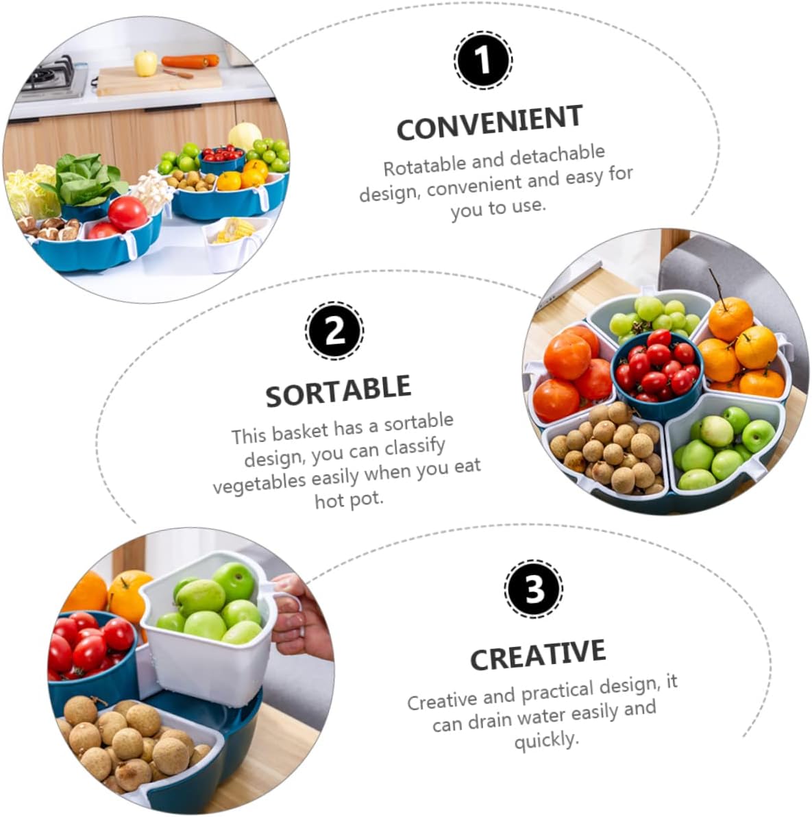YARNOW Cesta De Drenaje Colador De Doble Capa Tazón De Lavado De Verduras Agua De Arroz Colador De Cesta De Frutas Canasta De Frutas Cesta De Clasificación Familiar