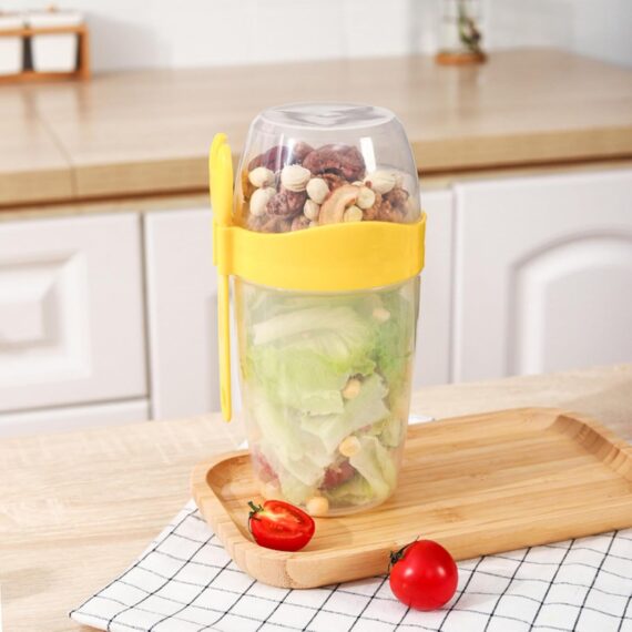 EBVincxmk Juego de tazas de ensalada para viajes, conveniente taza de avena, yogur, nueces, reducida en grasa, verduras, frutas y verduras con tapa y cuchara