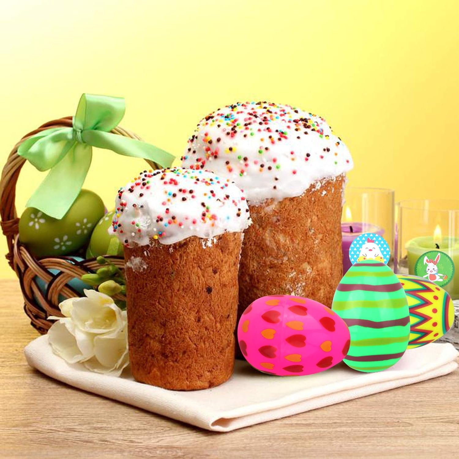 HOWAF Huevo de Pascua, Huevos de Plástico Colores Rellenables para Pascua, Decoración de Huevos de Pascua, para la Búsqueda de Huevos de Pascua, niños Regalos de fiesta Pascua