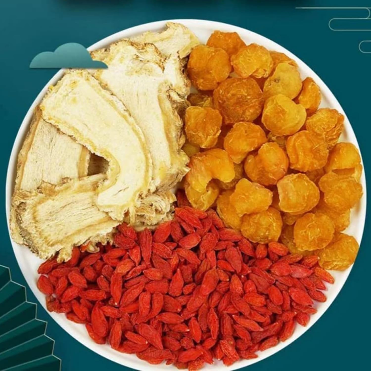 Té de hierbas naturales Ningxia Goji+Longan+Angelica Combo Set 9,87oz / 280g Infusión de canela Longan