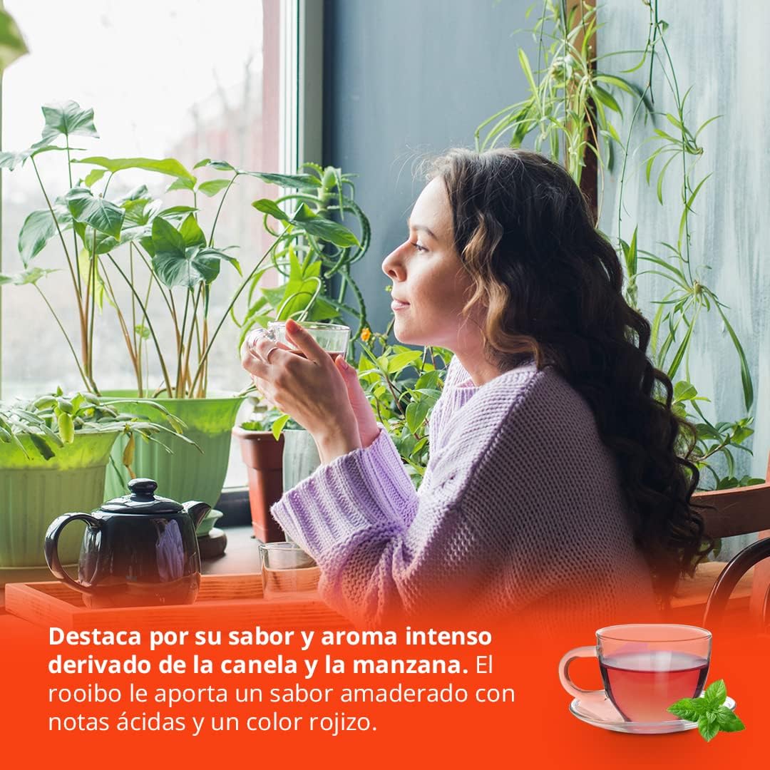 Viveza - Inspiración Frutal Infusión Rooibos con Canela y Manzana - Gran Alternativa al Té o al Café - Sin Teína - Caja por 15 Pirámides Ensobradas - 37,5 gr
