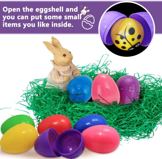 FIBOUND 24 Piezas Huevos de Pascua de Plástico, Huevos Sorpresa Juguetes, Regalos de Pascua Huevo, Relleno de Pascua, Huevos de Plástico Rellenables a Mano Manualidades de Bricolaje