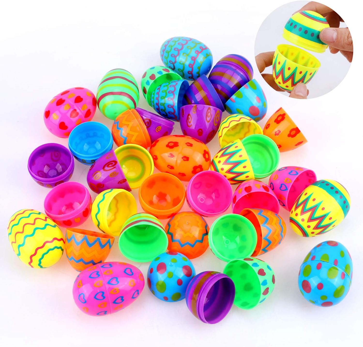 HOWAF Huevo de Pascua, Huevos de Plástico Colores Rellenables para Pascua, Decoración de Huevos de Pascua, para la Búsqueda de Huevos de Pascua, niños Regalos de fiesta Pascua