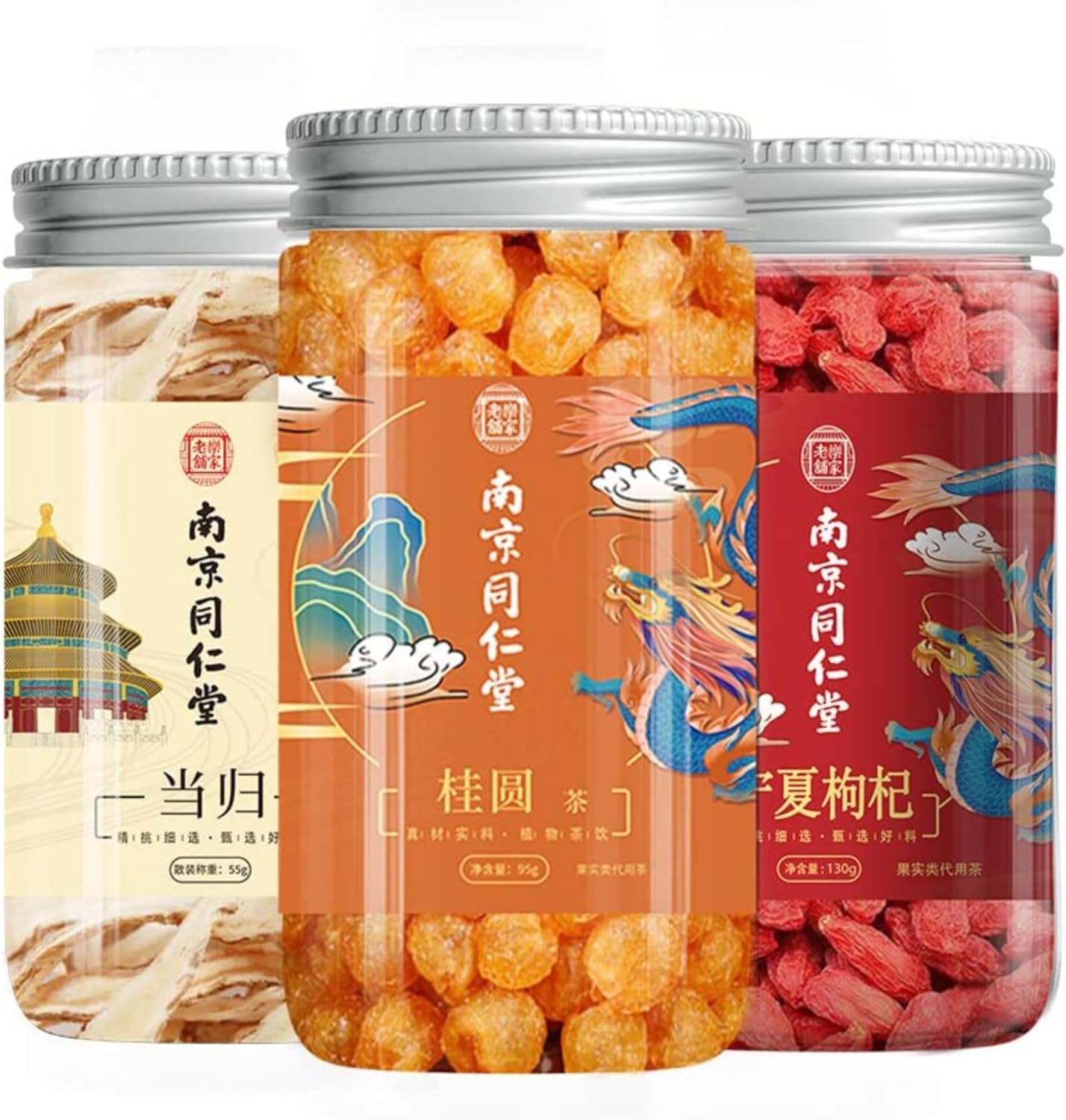 Té de hierbas naturales Ningxia Goji+Longan+Angelica Combo Set 9,87oz / 280g Infusión de canela Longan