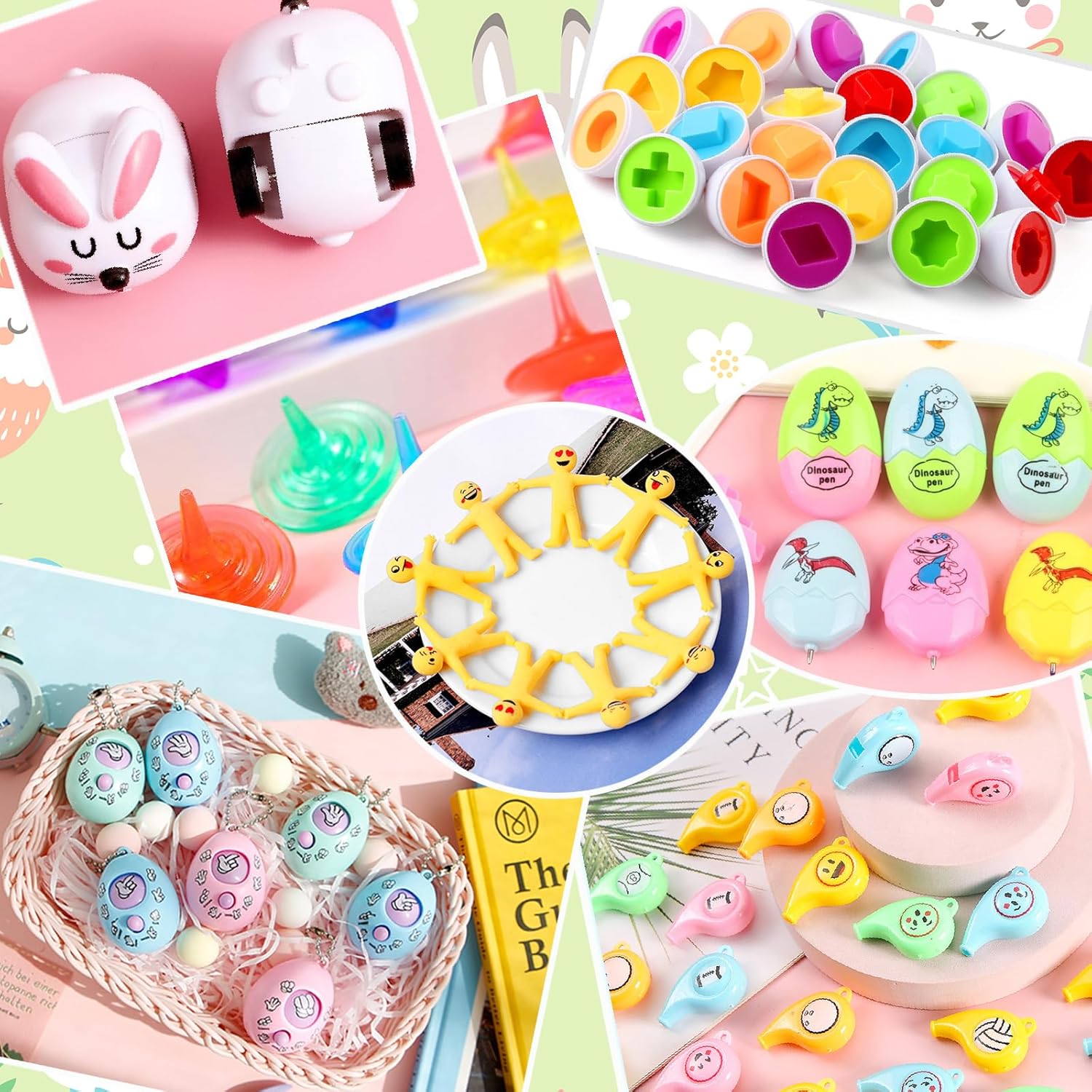 Acuiwer Huevos de Pascua 48 Piezas Huevos Sorpresa Juguetes de Plastico para Relleno Decoración de Pascua Huevo de Pascua con 6 Huevos a Juego Juguete Huevos para Regalos de Pascua Cumpleaños