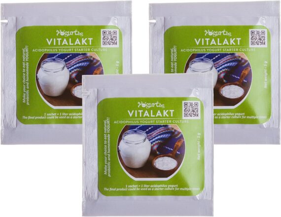 Lote de 3 bolsas de cultivo de ácido dophilus Yogurt Starter Culture para la fabricación en casa, 3 litros de ácido dophilus Probiotic producto lácteo