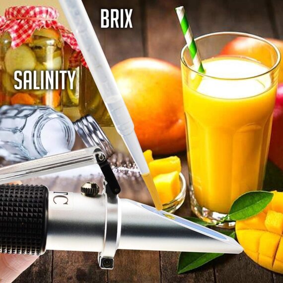 2-en-1 Brix Refractómetro De Salinidad Dual Scale 0-32% Brix Y 0-28% De Salinidad Con ATC Cloruro De Sodio En Alimentos Sal Agua De Mar Brine Cervezas Frutas Líquido De Corte