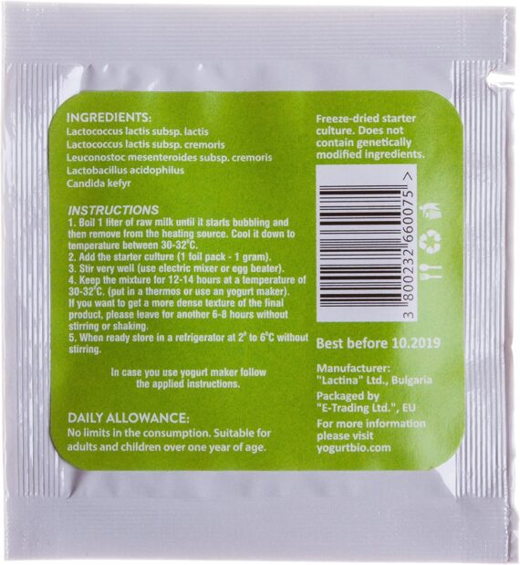 Lote de 3 bolsas de cultivo de ácido dophilus Yogurt Starter Culture para la fabricación en casa, 3 litros de ácido dophilus Probiotic producto lácteo